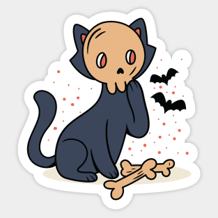 Spooky Black Cat Ghost Sticker